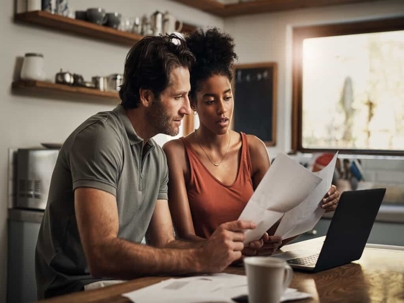Couple looking over paperwork